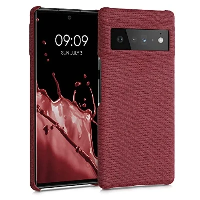 Abbildung von kwmobile Schutzhülle kompatibel mit Google Pixel 6 Pro Hülle Stoff Cover Handyhülle Backcover in Koralle