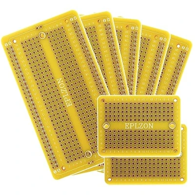 Abbildung von EPLZON Prototype Board Lötbares Breadboard Doppelseitig Leiterplatte PCB Circuit zum Schweißen von Arduino, DIY elektronische Artikel(5 Stück + 2 Stück,gelb)