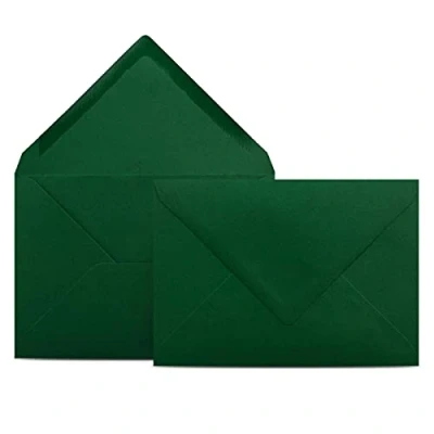 Abbildung von 100 Briefumschläge DIN C6 Dunkelgrün Grün 11,4 x 16,2 cm Kuverts mit 80 g/m² Nassklebung spitze Klappe Umschläge ohne Fenster Colours 4 you