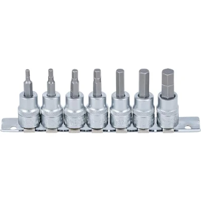 Abbildung von BGS 5104 Bit Einsatz Satz 10 mm (3/8&quot;) Innensechskant 1/8&quot; 3/8&quot; Zollgrößen 7 tlg.