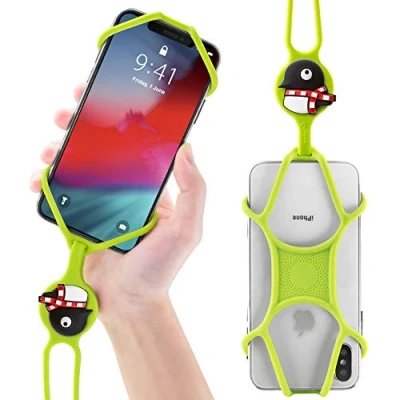 Abbildung von Bone Multifunktion Handy Umhängeband, Handykette Universal Lanyard, Flexibel Handyband zum Umhängen, Abnehmbare Handyanhänger, Umhängehülle Trageband für 4 6,7 Zoll iPhone Samsung Maru Pinguin