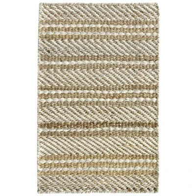 Abbildung von HAMID Woll und Jute Teppich Olivia, Handgewebter für Wohnzimmer, Schlafzimmer, Natürliches Weiß, (40 x 60 cm)