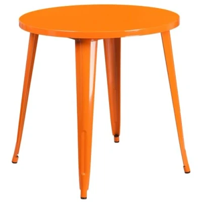 Abbildung von Flash Furniture Handelsübliche Qualität, runder Metall Tisch für drinnen und draußen, 76,2 cm, Orange