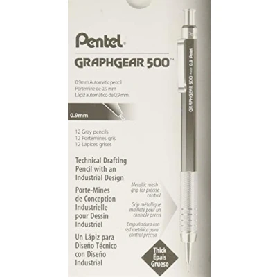 Abbildung von Pentel GraphGear500 PG519 Druckbleistift mit Metall Griffzone, 0.9 mm, Härtegrad HB (12 Stück)