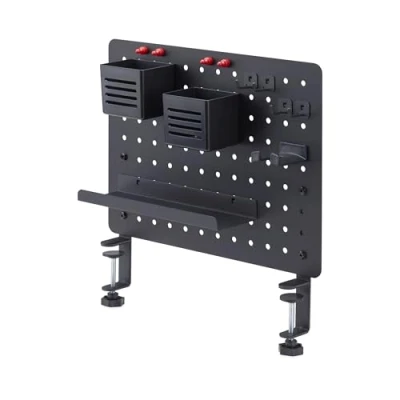 Abbildung von StarTech.com Klemm Lochplatte mit Zubehör, 420 x 320mm Pegboard, Metall Lochwand/Stecktafel, Tisch Lochbrett/Werkzeugwand