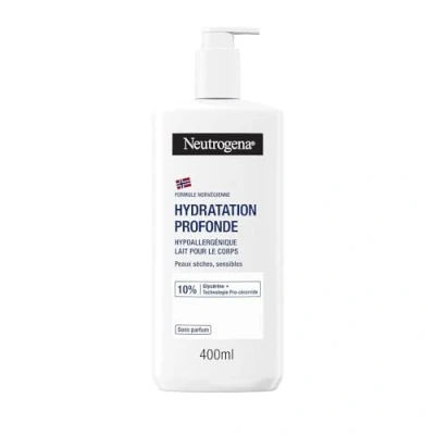Abbildung von Neutrogena Hypoallergene Tiefenfeuchtigkeitsspendende Körpermilch (400 ml Pumpflasche) parfümfreie für trockene und empfindliche Haut