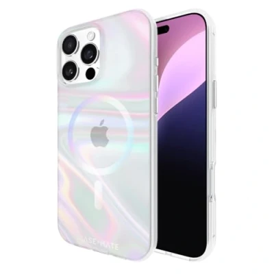 Abbildung von Case Mate Soap Bubble Mag Safe kompatibel mit Apple iPhone 16 Pro Max Hülle Regenbogen (Farbwechsel Effekt, 3,6 m Fallschutz, Integrierter Ring) Transparent/Schillernd