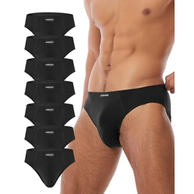 Abbildung von FORVEVO 7er Pack Unterhosen Herren Slip Baumwolle, Atmungsaktive Männer, Klassischer Weich Trigema Unterwäsche mit Tasche, Stretch, Ohne Etikett(XXL,Schwarz)
