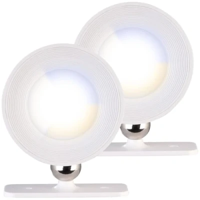 Abbildung von Lunartec Spot Lampen LED: 2er Set CCT LED Wandlampen, Magnetfuß, dimmbar, Touch Bedienung, weiß (LED Wandlampen mit Schalter, Schlafzimmer)