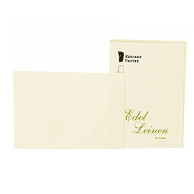 Abbildung von Rössler 2052705802 Edel Leinen Einzelkarten Pack DIN A6, 20 Stück, ivory