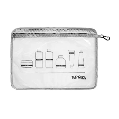 Abbildung von Tatonka Kulturbeutel Zip Flight Bag A4 Transparenter Beutel zur Mitnahme von Flüssigkeiten im Flugzeug Handgepäck 30,5 x 22 cm (grey)