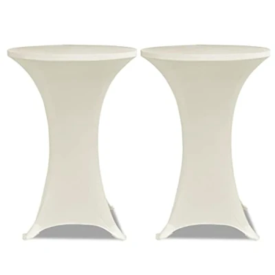 Abbildung von Hussen Set 2 x Tischhusse für Stehtisch Stretchhusse Ø60 cm cremefarben, vidaXL