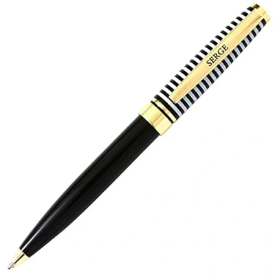 Abbildung von Die carterie 76000853 Kugelschreiber Einziehbar Serie Black &amp; Gold mit Botschaft auf Clip Serge