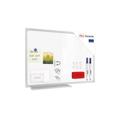 Abbildung von ALLboards Magnetisches Whiteboard 60x40cm Magnettafel mit Aluminiumrahmen und Stifteablage, Weiß Magnetisch Tafel, Trocken Abwischbar, Wiederbeschreibbar Weißtafel