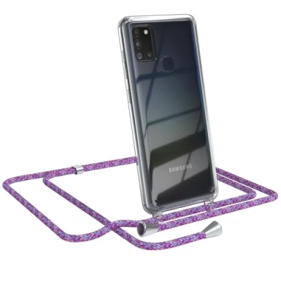 Abbildung von EAZY CASE Handykette kompatibel mit Samsung Galaxy A21s Handyhülle Umhängeband, Handykordel Schutzhülle, Silikonhülle, Hülle Band, Stylische Kette für Smartphone, Unicorn