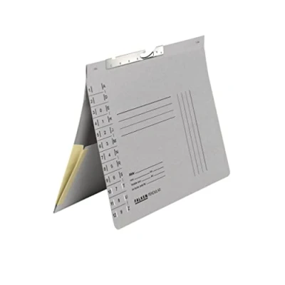 Abbildung von Original Falken 50er Pack Pendular Pendelhefter. Made in Germany. Aus Recycling Karton mit Behördenheftung, Schlitzstanzung und Dehntasche für DIN A4 grau Hefter Blauer Engel