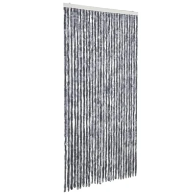 Abbildung von vidaXL Insektenschutz Vorhang Flauschvorhang Plüschvorhang Türvorhang Fadenvorhang Fliegenschutz Wohnwagen Camping Silbern 118x220 cm Chenille