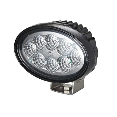 Abbildung von HELLA LED Arbeitsscheinwerfer Oval 100 12V / 24V 1700lm Anbau/geschraubt schwenkbarer Montagebügel weitreichende Ausleuchtung Stecker: DEUTSCH Stecker 1GA 996 661 011