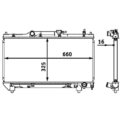 Abbildung von MAHLE ORIGINAL CR 544 000S Kühler, Motorkühlung für Fahrzeuge mit/ohne Klimaanlage 325 660 16 Kühlrippen gelötet TOYOTA: Avensis I Kombi