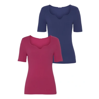 Abbildung von Vivance 2 PACK Tshirt basic, Damen, Größe: 36/38, Pink/blau