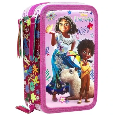 Abbildung von Clondo Federmäppchen 44 Stück Kinder, für Encanto Fan, Mäppchen, Federtasche Schreibwaren, Etui mit Stiften, 3 stöckig gefüllt, Kugelschreiber, Mädchen, Grundschule, Fächer