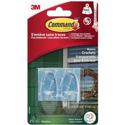 Abbildung von 3M Klebehaken Command™ Haken M für den Außenbereich in ovaler Form Transparent, (17091AWFGN)