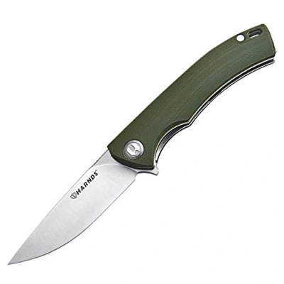 Abbildung von Harnds Talisman Klappmesser Messer mit Clip Folding Knife 14C28N StahlKlinge,G10 Griff und Kugellager(Grün)