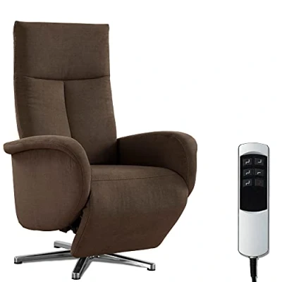 Abbildung von CAVADORE TV Sessel Juba mit Akku / Pflegeleichter Fernsehsessel elektrisch verstellbarer Relaxfunktion 2 E Motoren 75 x 112 82 Soft Clean Bezug, Braun