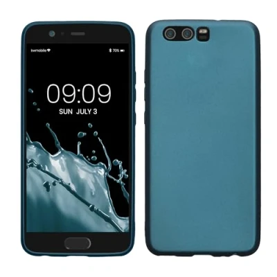 Abbildung von kwmobile Case kompatibel mit Huawei P10 Hülle Schutzhülle aus Silikon metallisch schimmernd Handyhülle Metallic Karibikblau