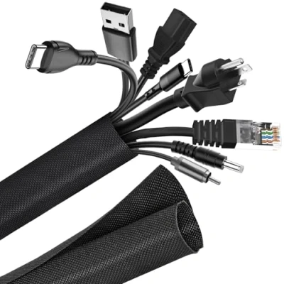 Abbildung von AiQInu 3M Kabelschlauch Schwarz, Selbstschließend, Nylon Kabelkanal, Cable Management Kabelmanagement