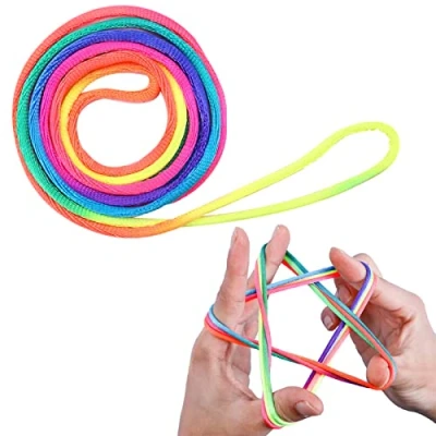 Abbildung von 1 Pcs Fingertwist,Fadenspiel,Fingerspiele Kinder,Fingertwist Kinder Mit Anleitung,Flexibles Fadenspiele Für Kinder,Rainbow Rope,Ideal Als Kleines Geschenk, Mitgebsel Und Den Schulhof,Länge 160cm