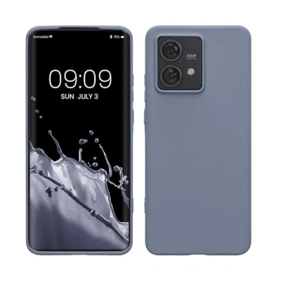 Abbildung von kwmobile Hülle kompatibel mit Motorola Edge 40 Neo weiches TPU Silikon Case Cover geeignet für kabelloses Laden Lavendelgrau