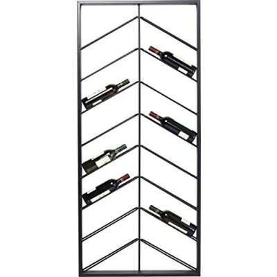 Abbildung von Kare Design Hängeweinregal Bistro Double, Hängeregal für Weinflaschen, Schwarzes Regal aus Metall Schwarz, mit schrägen Ablagefächern, Modernes Weinregal, 160x70x6cm
