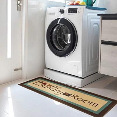 Abbildung von Ottomanson Laundry Kollektion Teppichläufer mit Gummirückseite und Rand, 50 cm x 150 cm, Braun