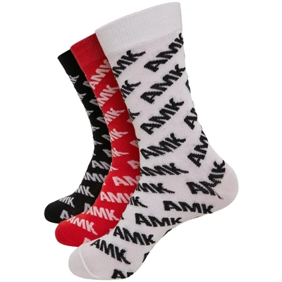 Abbildung von Mister Tee AMK Allover Socks 3 Packs Socken, Herren, Größe: 35 38, Black/red/white
