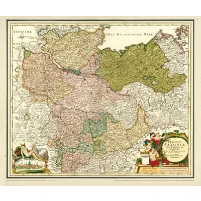 Abbildung von Historische Karte: Norddeutschland/Niedersachsen 1720: Kartuscheninschrift: Circulus Saxoniae Inferioris in omnes suos Status et Principatus accurate ... ex conatibus Ioh. Bapt. Homanni Noribergae.