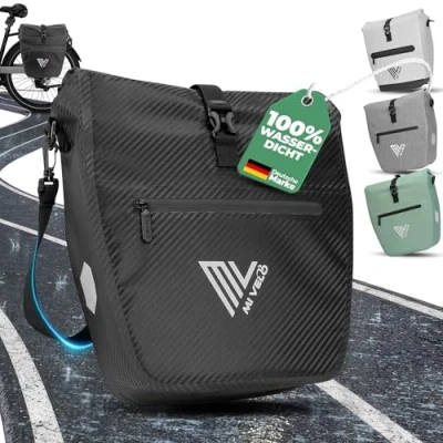 Abbildung von MIVELO 2in1 Fahrradtasche für Gepäckträger Gepäckträgertasche wasserdicht Inkl. gepolstertem Laptopfach &amp; Schultergurt Tasche Fahrrad I Packtasche 20L (Carbon)
