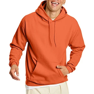 Abbildung von Hanes Herren EcoSmart Hoodie Midweight Fleece Pullover Hooded Sweatshirt for Men Kapuzenpullover, Orange/Abendrot im Zickzackmuster (Sunset Chevron), Small
