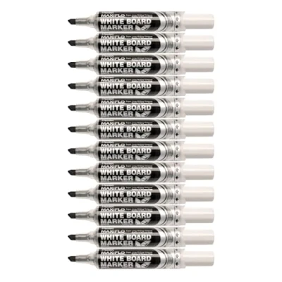 Abbildung von Pentel Maxiflo Whiteboard Marker, trocken abwischbar, abgeschrägte Spitze, Schwarz, 12 Stück