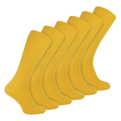 Abbildung von Sock Snob 6er Pack Herren Socken Gerippt Baumwolle Atmungsaktiv mit Komfortbund (39 45, Gelb)