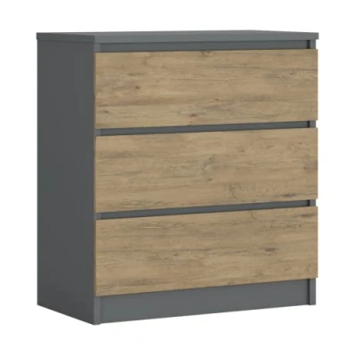 Abbildung von 3E 3xE living.com Komodenschrank mit 3 Schubladen, Farbe: ANTHRAZIT/Eiche Lancelot, A: 70 x 78 39 cm