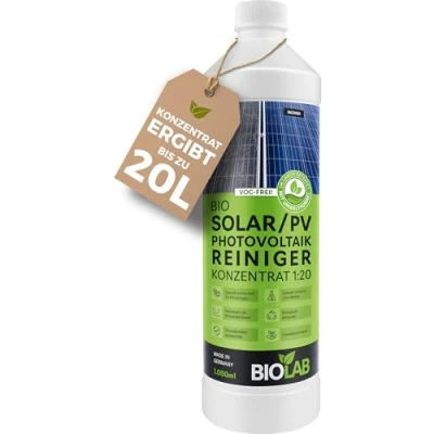 Abbildung von BIOLAB Solar &amp; PV Photovoltaik Reiniger Konzentrat 1:20 (1 Liter) Solarreiniger zum Reinigen von Solaranlage, Photovoltaikanlage, Solarpanel, Solarmodul, Anlage