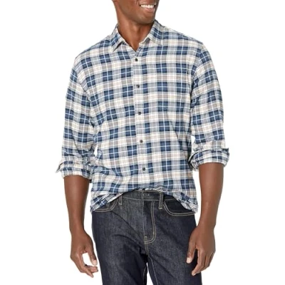 Abbildung von Amazon Essentials Herren Langarmhemd aus Flanell (in Übergröße erhältlich), Mehrfarbig Check Plaid, L