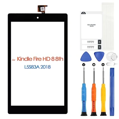 Abbildung von Touchscreen für Amazon Kindle Fire HD8 HD 8 8. Gen 2018 L5S83A 8TH Zoll Digitizer Ersatz Bildschirm mit Werkzeugen (nicht LCD, Schwarz)
