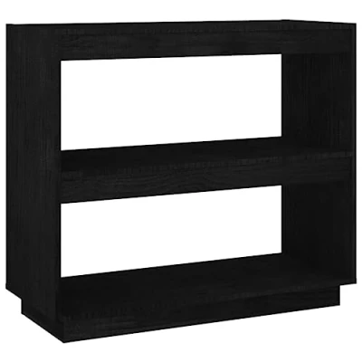 Abbildung von vidaXL Massivholz Kiefer Bücherregal Regal Raumteiler Standregal Aktenregal Wandregal Büroregal Raumtrenner Aufbewahrung Schwarz 80x35x71cm