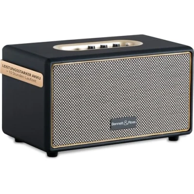 Abbildung von Bennett &amp; Ross BB 860A BK Blackmore Bluetooth Akku Lautsprecher Schwarz (60 W, Premium Speaker mit Gehäuse in Lederoptik 6000 mAh Akku)