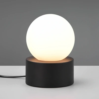 Abbildung von Reality Leuchten Tischleuchte Countess R59051032, Metall Schwarz, Glas weiß, exkl. 1x E14, On/OFF Touch