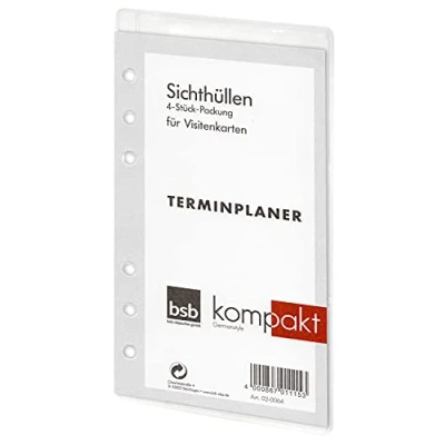 Abbildung von bsb Ersatzeinlage Sichthüllen für Visitenkarten Größe: Circa A6 6 Fach Lochung Kompakt Terminplaner Organizer