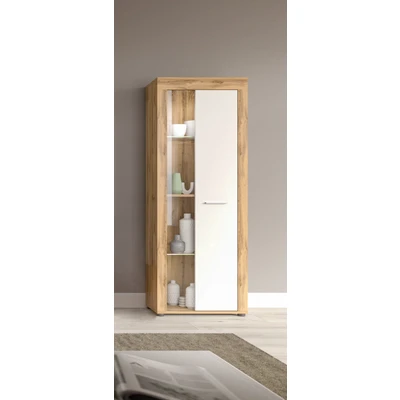 Abbildung von INOSIGN Standvitrine &quot;Vitrine 60x159x35 cm in Eiche mit weißer Front&quot;, Wohnzimmer, Wohnzimmermöbel, Vitrinenschrank, Vitrine, Glasvitrine