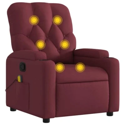 Abbildung von vidaXL Massagesessel, Sessel Verstellbare Rückenlehne, Fernsehsessel Relaxsessel mit Vibrationsfunktion, Liegesessel Polstersessel Ruhesessel, Weinrot Stoff